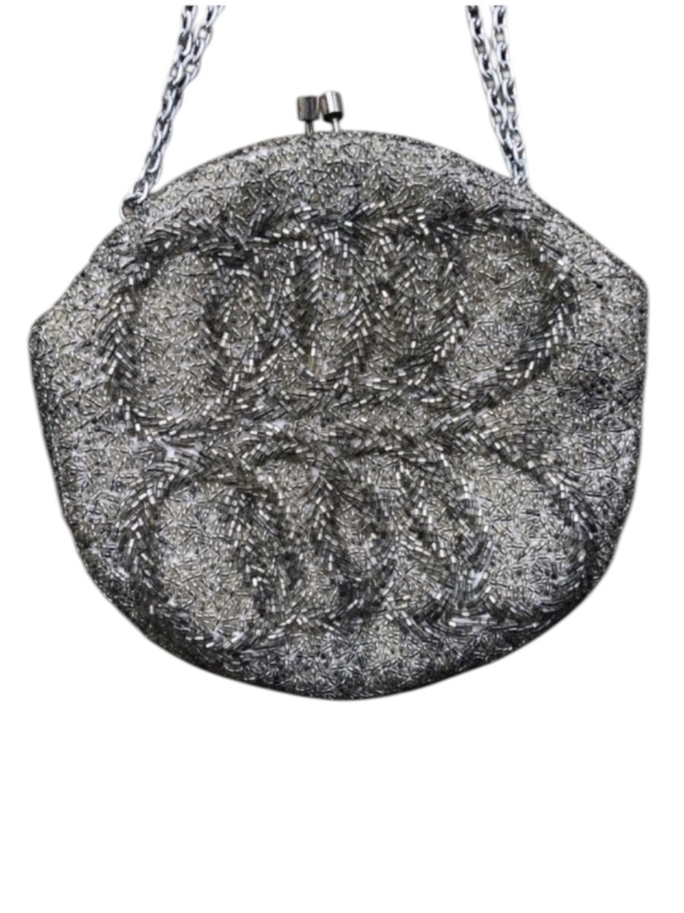 Vintage Silver Beaded Shoulder Bag